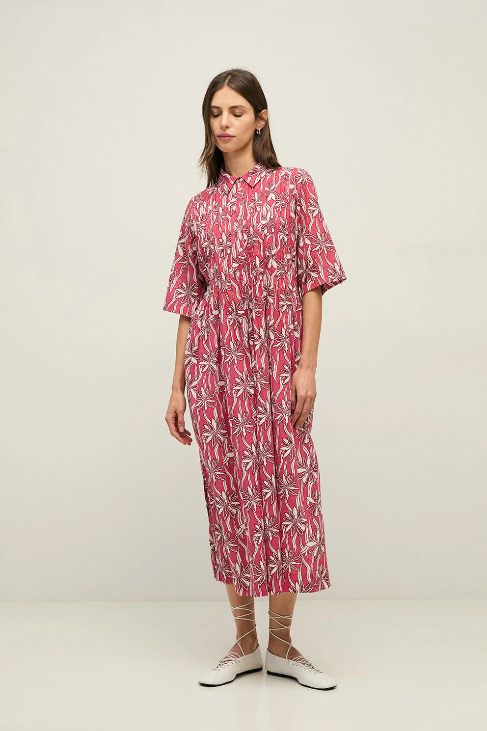 Tunisian Shirt Dress - Flowers