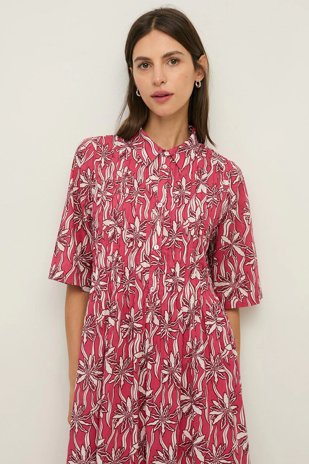 Tunisian Shirt Dress - Flowers - Image 4