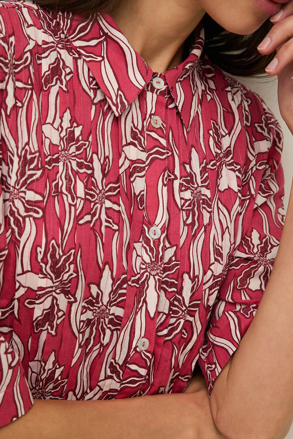 Tunisian Shirt Dress - Flowers - Image 5
