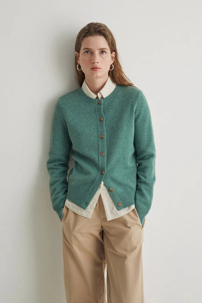 Wool Blend Cardigan - Green - Image 2