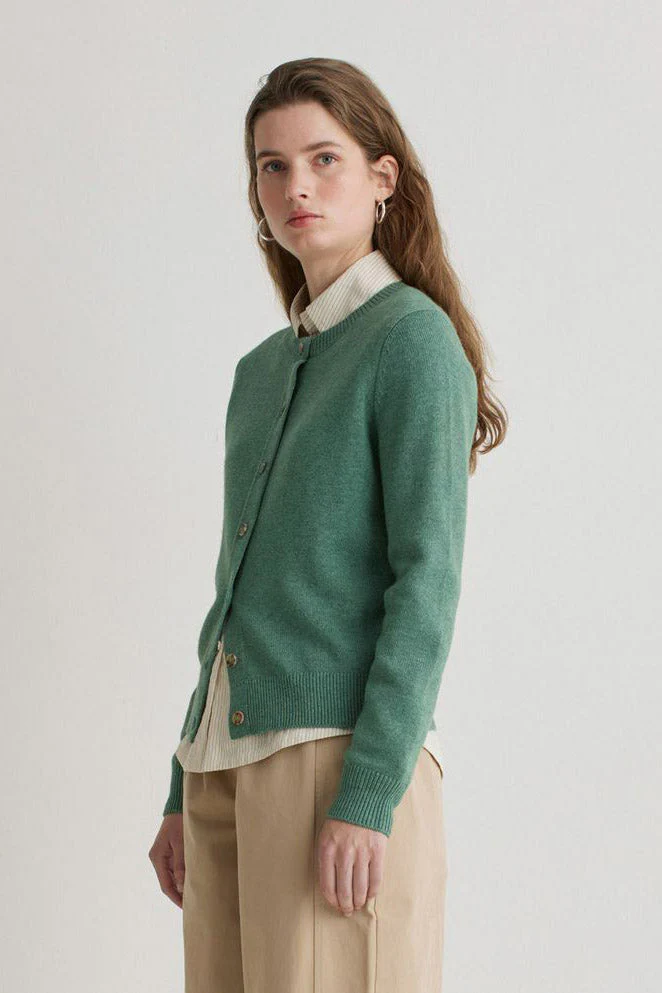 Wool Blend Cardigan - Green - Image 4