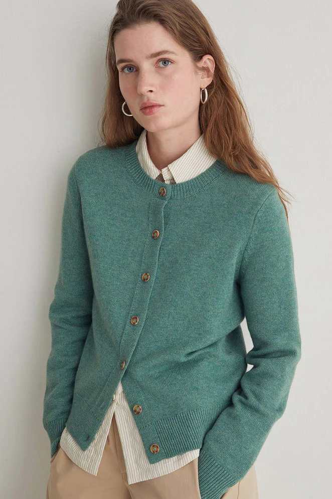 Wool Blend Cardigan - Green - Image 5